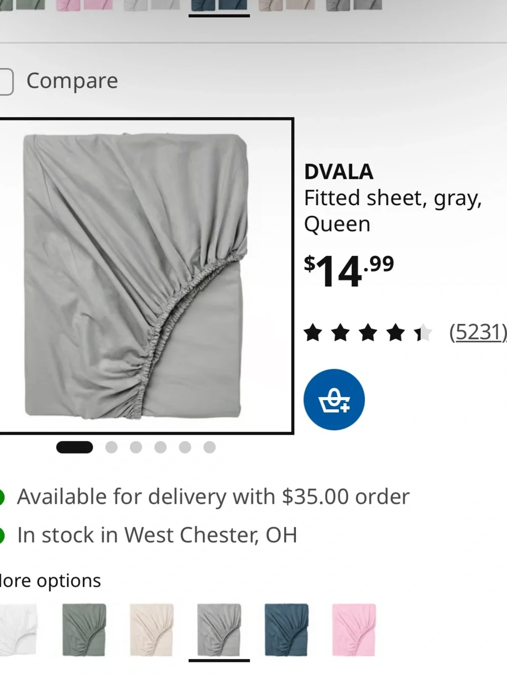 IKEA Dvala Gray Fitted Sheet - Queen